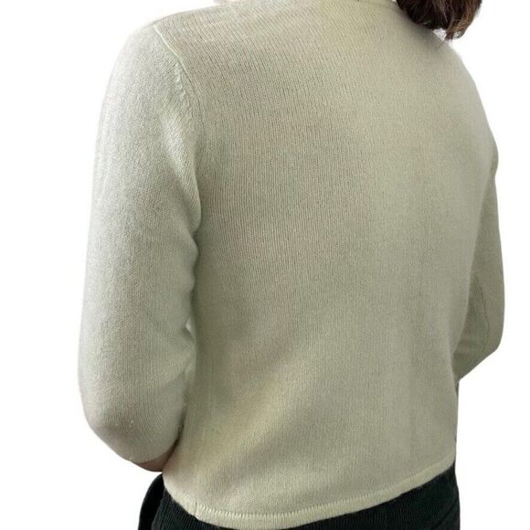 Vintage Womens Pistachio Green Angora Lambswool Blend Preppy Cardigan Sz M - Picture 5 of 7